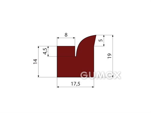 Silikónový profil tvaru "V", 19x17,5mm, 65°ShA, -60°C/+275°C, červenohnedý
